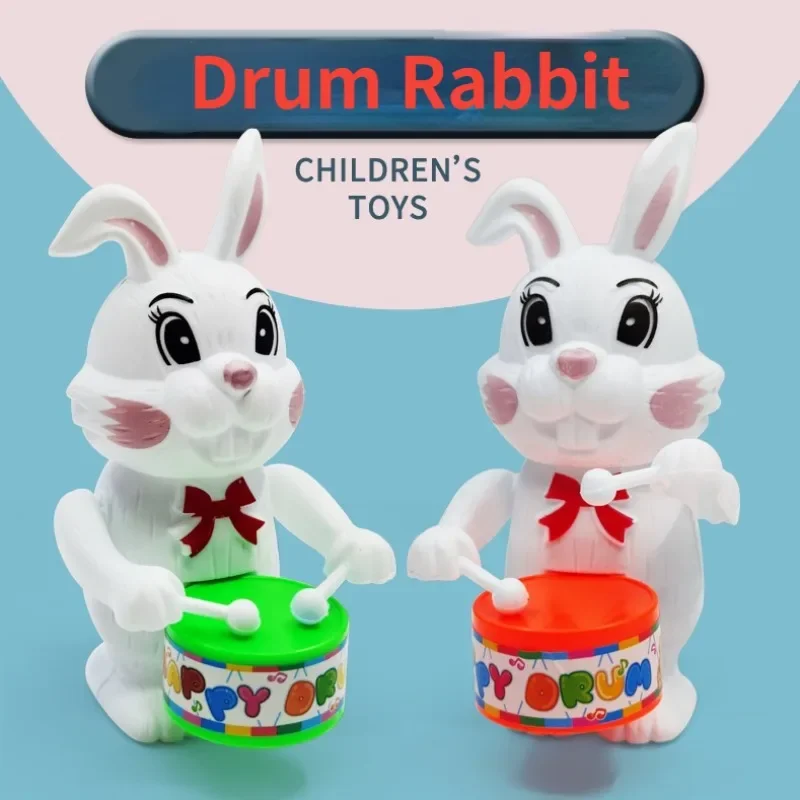 Rabbit Drumming Clockwork Wind-Up Novelty Toys for Children Cartoon Funny Game Educational Kids Birthday Children's Day Gift