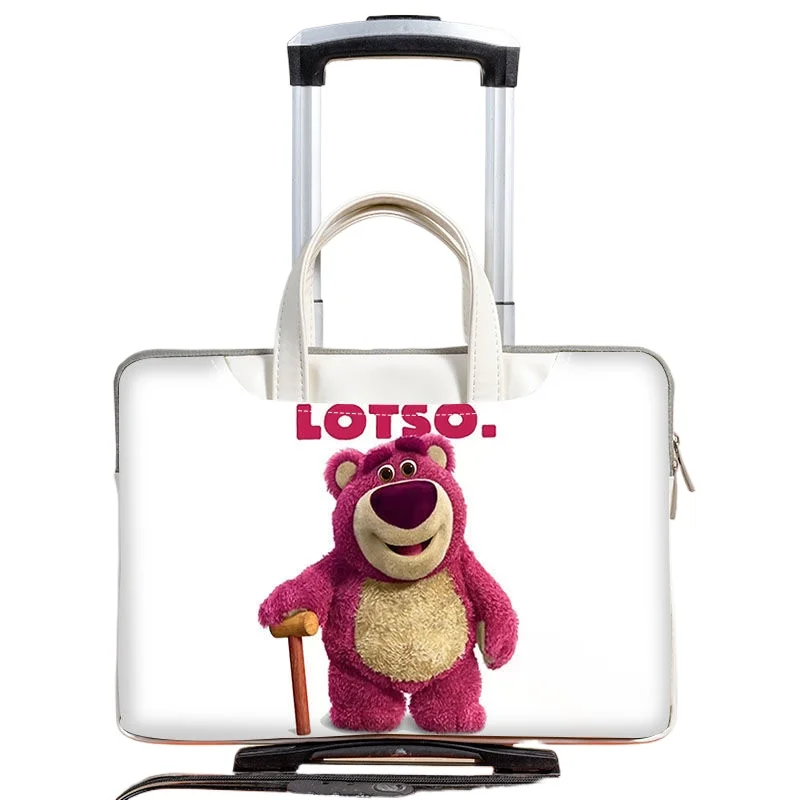 

Anime Disney Strawberry Bear Laptop Bag Cute Large Capacity Tablet Organizer Cartoon Handbag Laptop Case 12in 13in 14in 15 16in