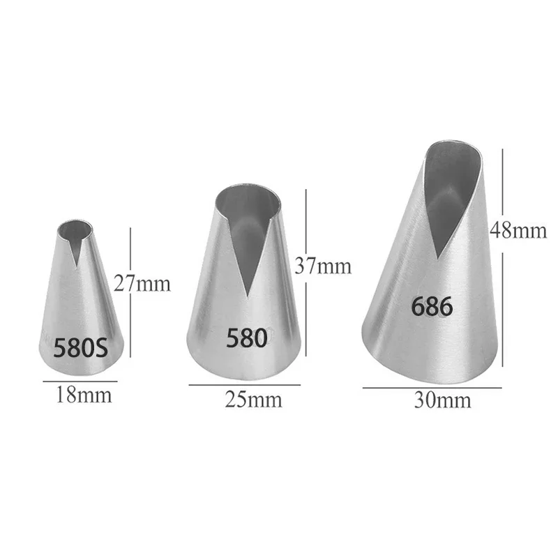 #580S#580#686 Santa Ana Icing Piping Tips Stainless Steel Nozzles For Biscuit Cake Cupcake Cream Baking Pastry Decorating Tools