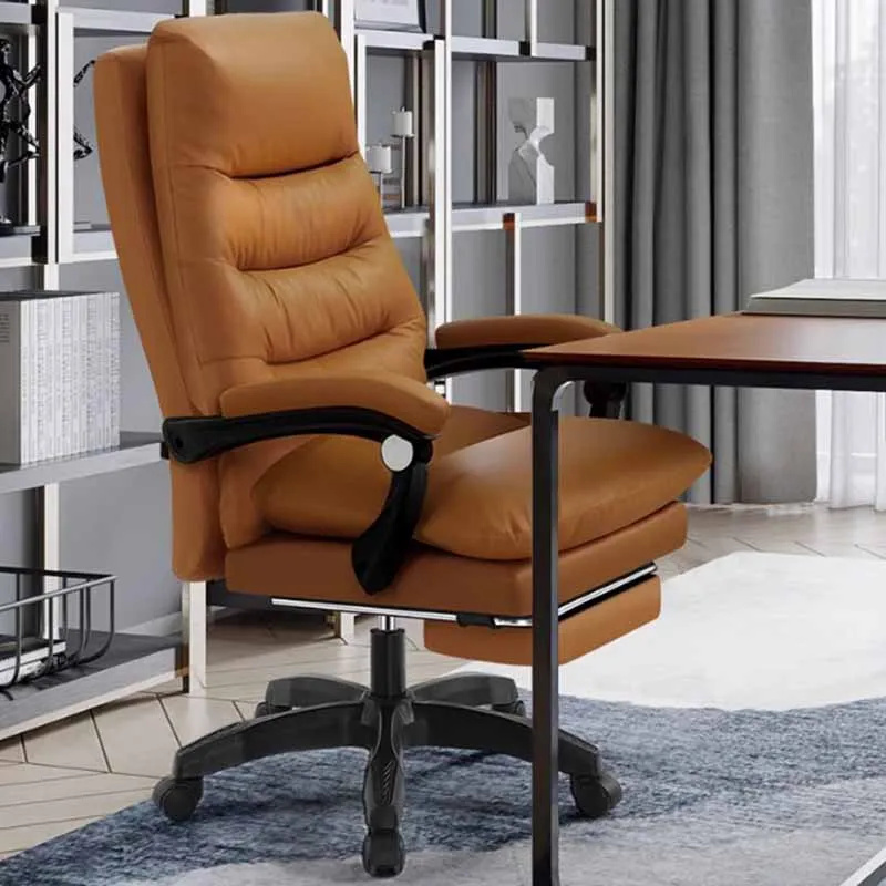 Casters Leather Desk Chair Vintage Carpet Executive Comfy Office Chair Salon Rolling Chaise Bureau Computer Office Furniture