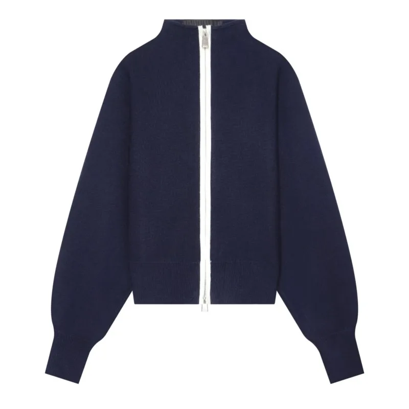 HipSeam Women's Knit Cardigan With Zipper New 2026 Autumn High-Neck Long Sleeve Ribbed Cuffs Woman Sweaters Chic Female Tops