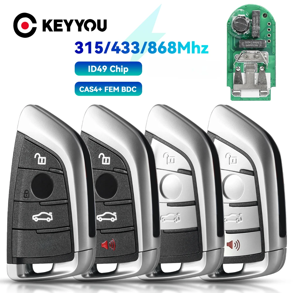 

KEYYOU KeylessGo Remote Car Key For BMW 1 3 5 7 Series X1 X3 X5 X6 X7 F CAS4 CAS4+ FEM 2011-2017 ID49 315/433/868MHz