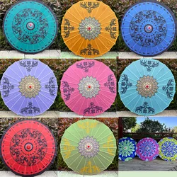 Thailand Style Silk Oil Paper Umbrella Hotel Ceiling Decoration Umbrella Classical Chinese Craft Dance Umbrella Parasol