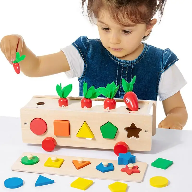 

Wooden Carrot Montessori Toys Fine Motor Skills Development Pull Desig Preschool Learning Educational Gift Wooden Garden Toy