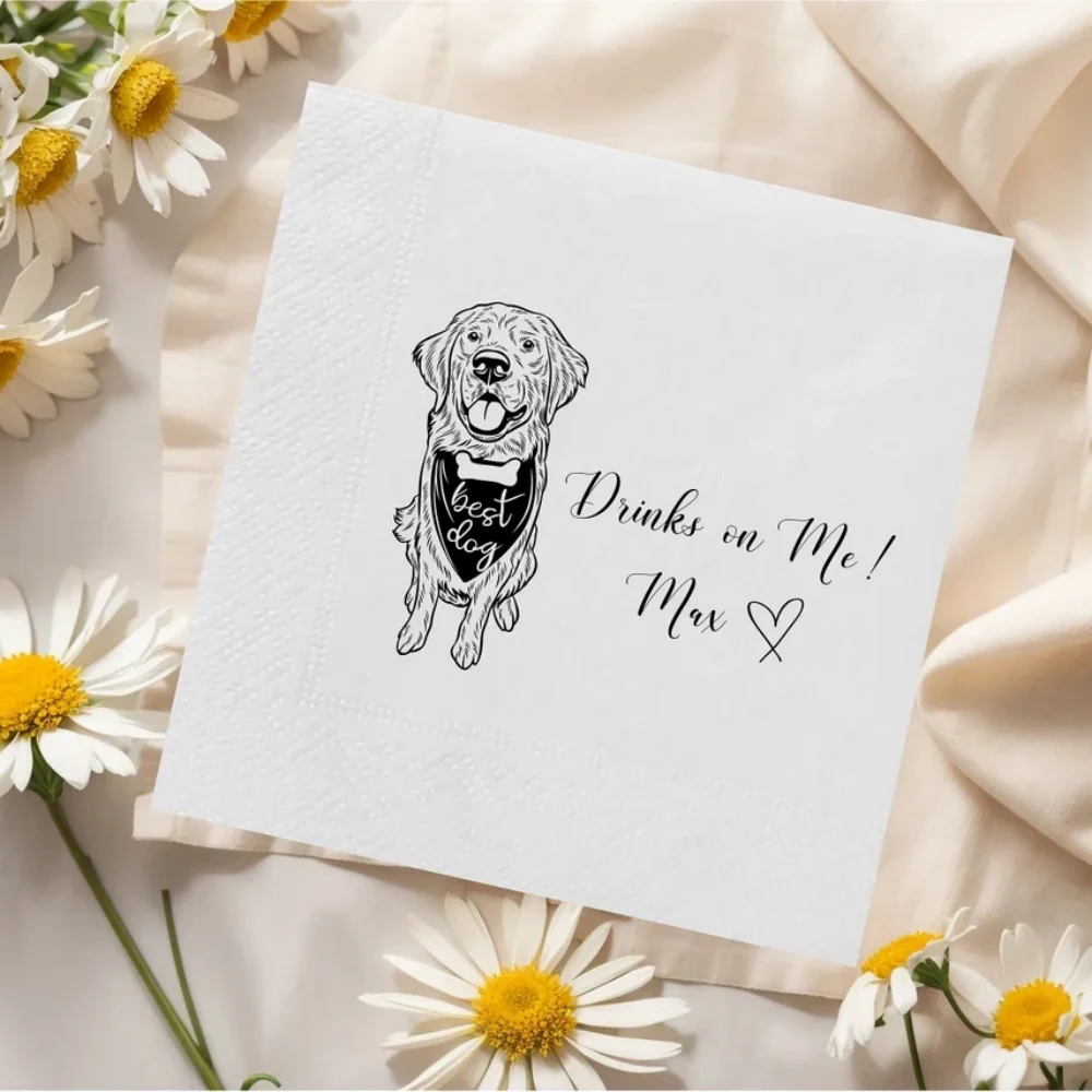 80 pcs Custom Personalized Dog Wedding Napkins,Cocktail Pet Wedding Napkins,Party Napkins,Wedding favors for guests