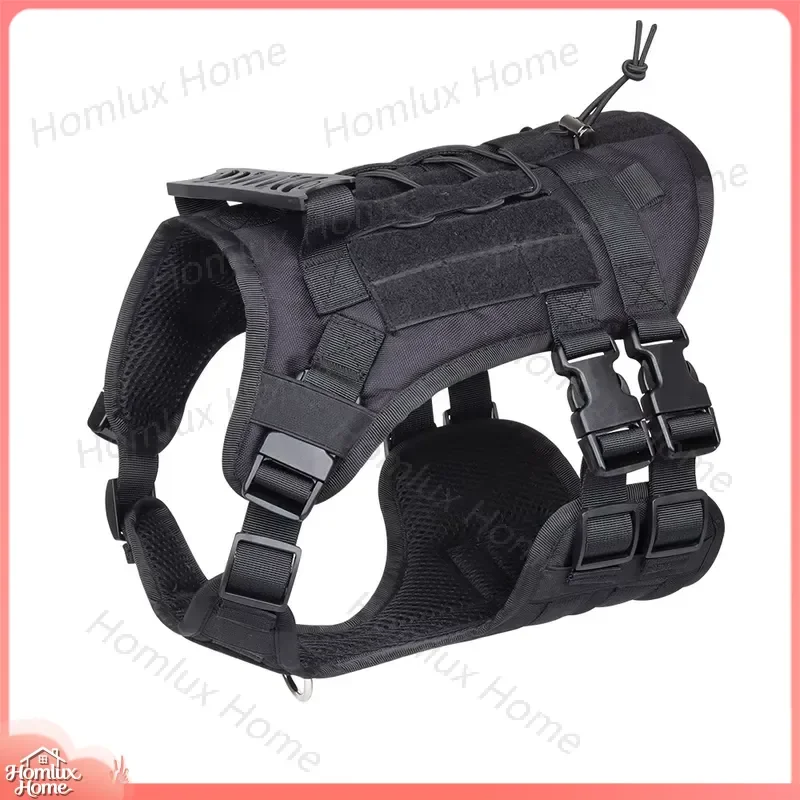 Tactical Dog Harness Adjustable No Pull Breathable Oxford Vest with MOLLE System Rubber Handle for Large Medium Dogs Pet