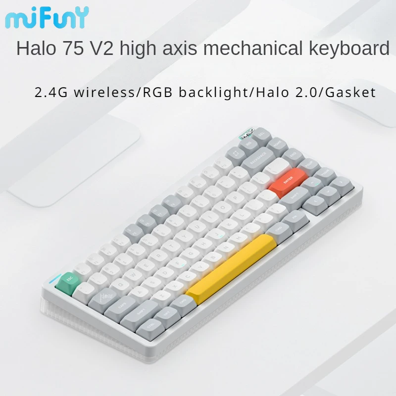 

New Nuphy Halo75 V2 75% Wireless Bluetooth Mechanical Customization Keyboard Tri Mode 2.4G Hot Swap RGB GASKET E-sports Game