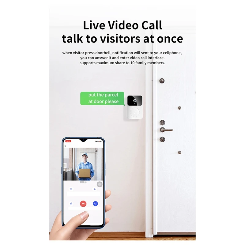 X9 campainha visual sem fio, toque doméstico inteligente, chamada visual, interfone de voz variável, lembrete de visualização em tempo real, novo