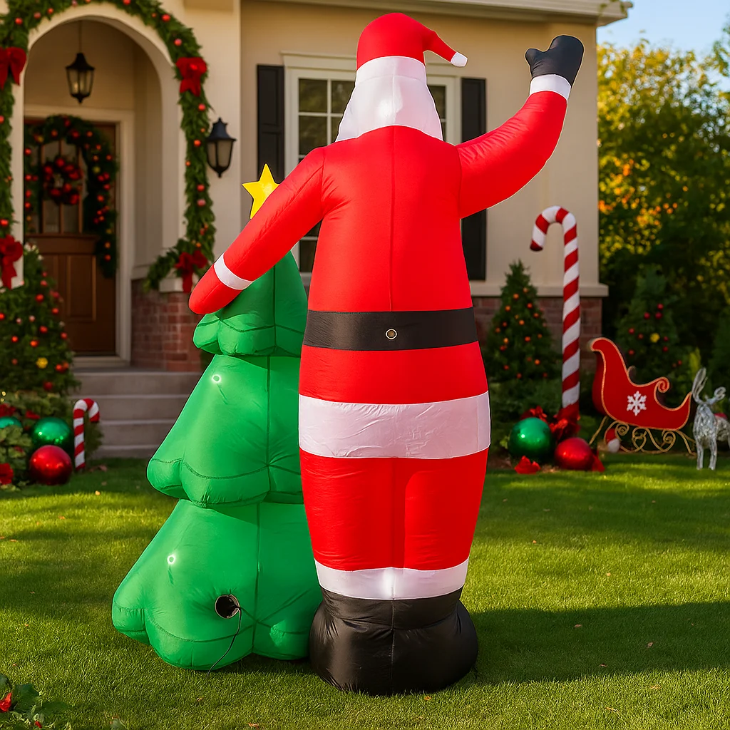 8.2FTchristmas Decorations Inflatable Santa Claus & Christmas Tree Toys Home Yard Ornaments With LED Decor Christmas Supplies O