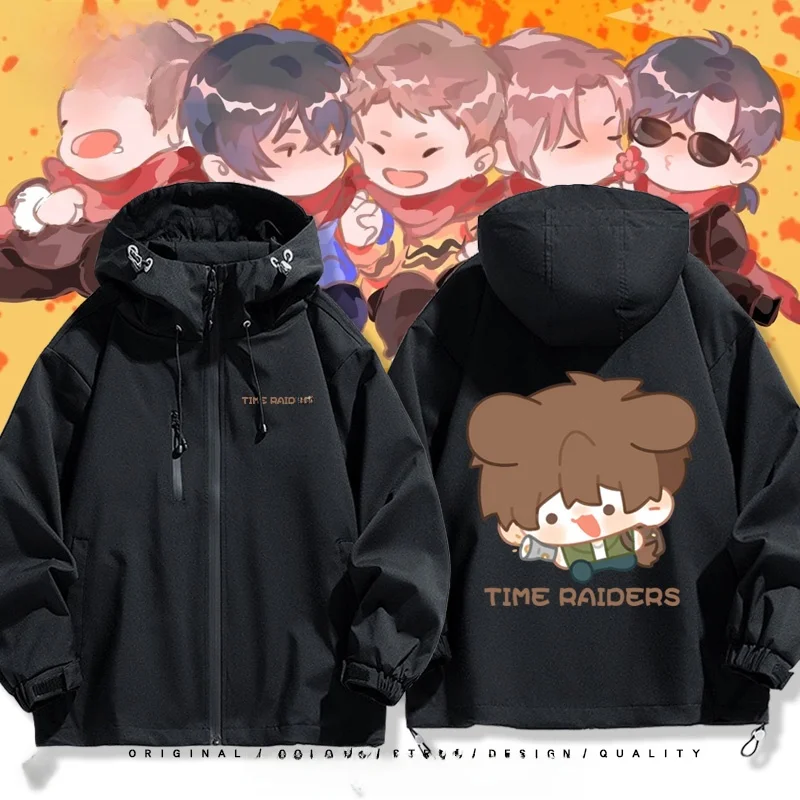 

Утепленная повседневная куртка-пальто унисекс Wuxia Little Brother's Bla Flower Cartoon Jaet для осени и зимы