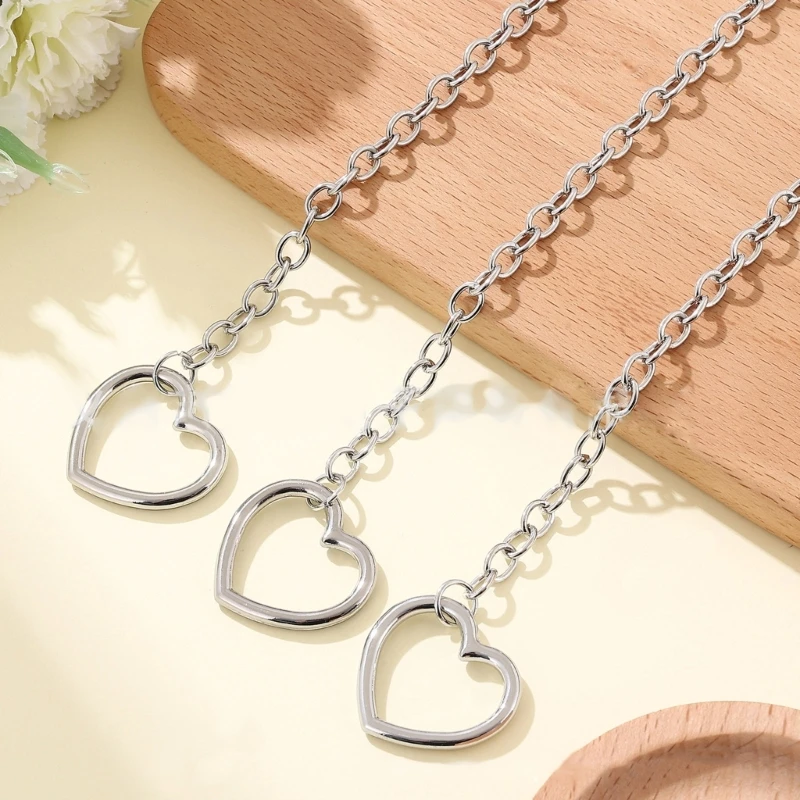 

Women Heart Slip Chain Necklace Punk Rock Long Necklaces Adjustable Choker Fashionable Neckchain for Women and Girls 40GB