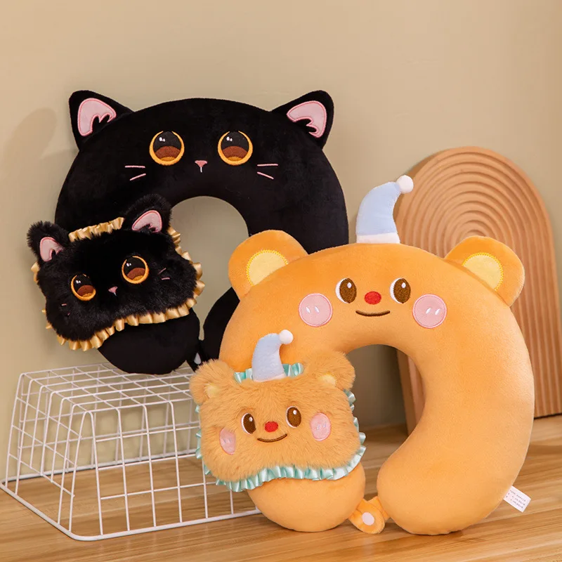 Cute Travel Neck Cartoon U Memory Foam Pillow Office Nap Pillows Cute Animal Pillow Headrest for Airplane Train Long Flights