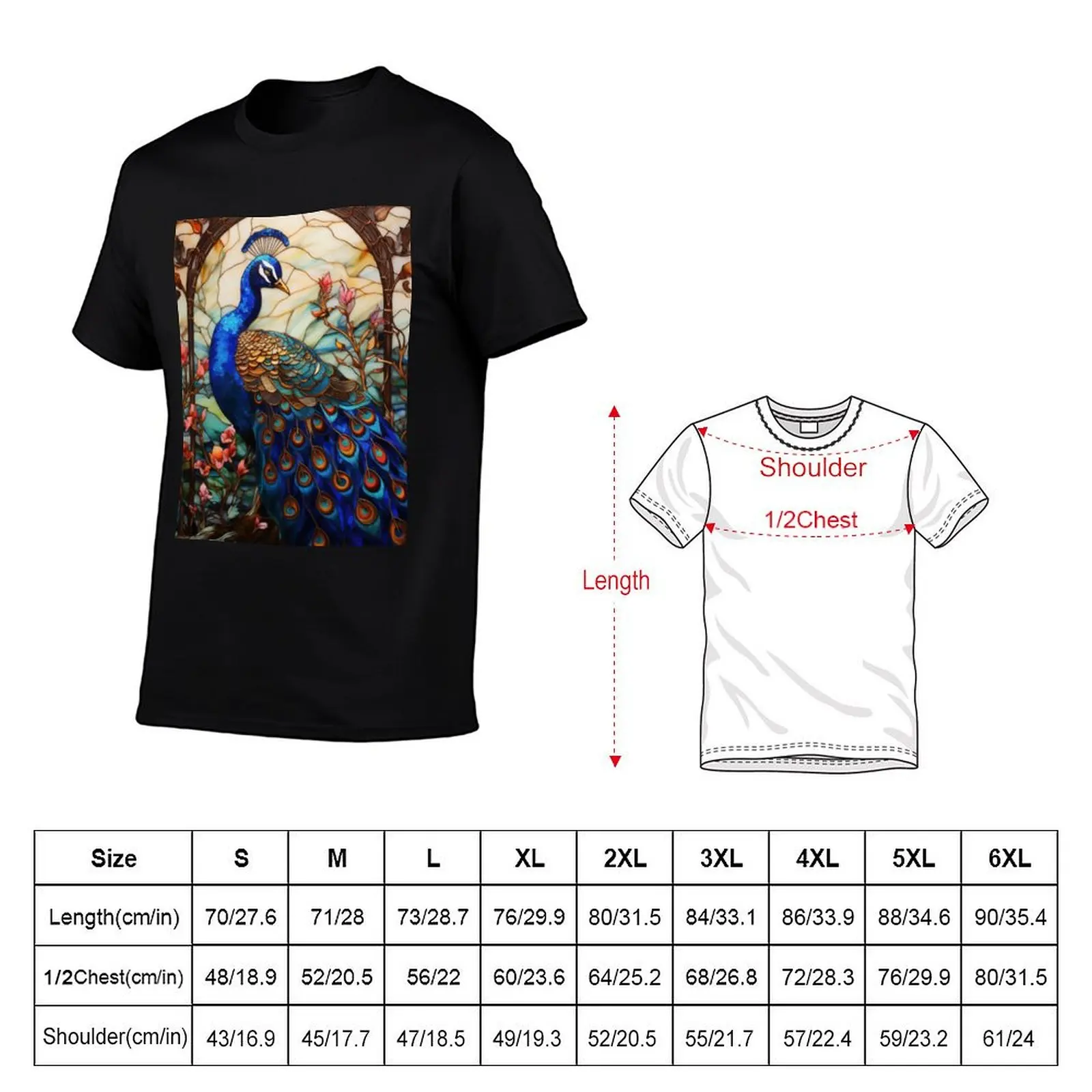 Majestic Peacock Mosaic T-Shirt Aesthetic clothing graphic shirts Short sleeve tee shirts graphic tee mens t shirts top quality