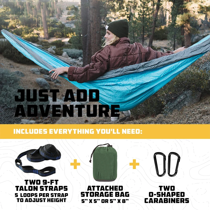 102*55inch Double Camping Hammocks With 2 Tree Straps Portable Indoor Outdoor Travel Hammock For Backpacking Beach Hiking Swing