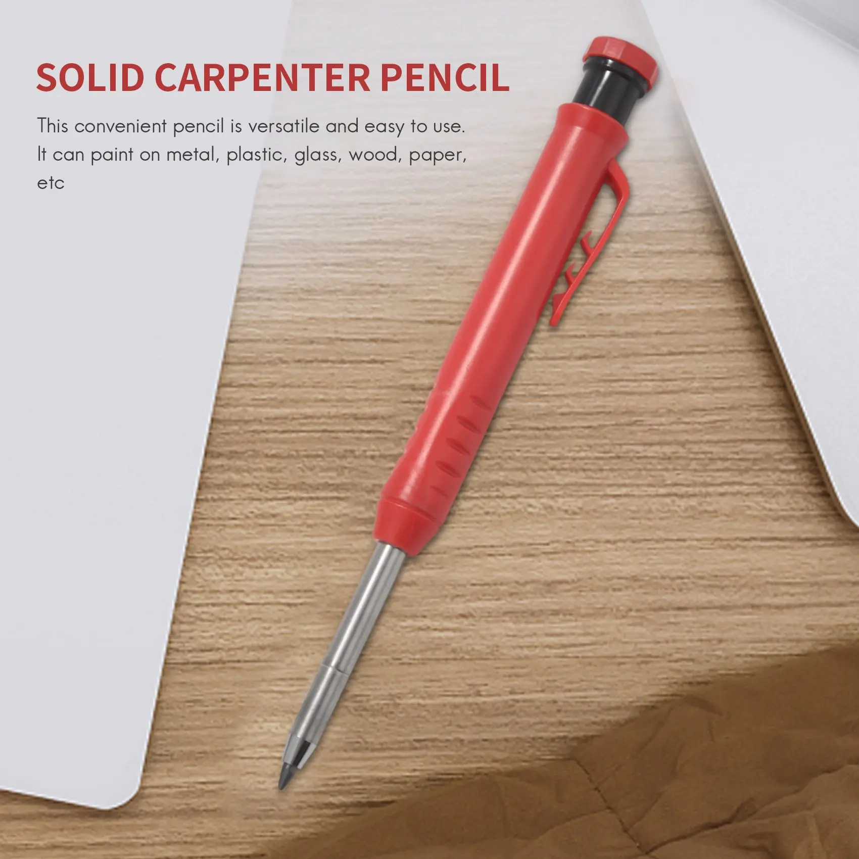 2Pcs Carpenter Mechanical Pencils Solid Carpentry Automatic Pencil Set Including 2Pcs Sharpener and 12Pcs Pencil Leads