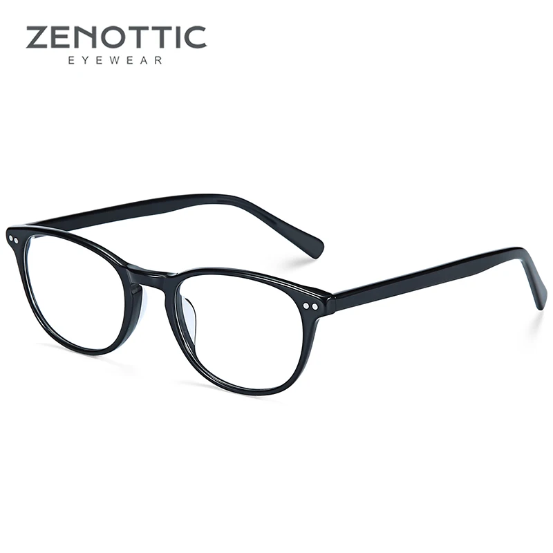 ZENOTTIC Fashion Glasses Frame Printing Acetate Optical Eyeglasses Frames Unisex Round Non-Prescription Eyewear YD1160