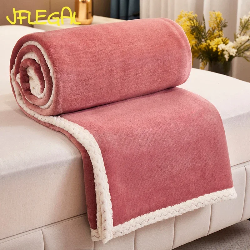 

JFLEGAL Milk Plush Throw Blanket Thickened and Warm Flannel Solid Sofa Nap Cover Blanket Taff Plush Children's Blankets for Beds