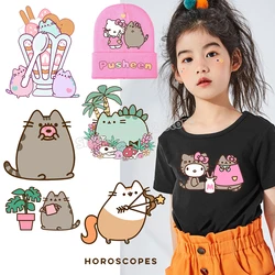 Pusheen Patches for T Shirt Clothing Iron on Transfer Cartoon Anime Heat Transfer Stickers Cats Figure Cute Decoration Gift