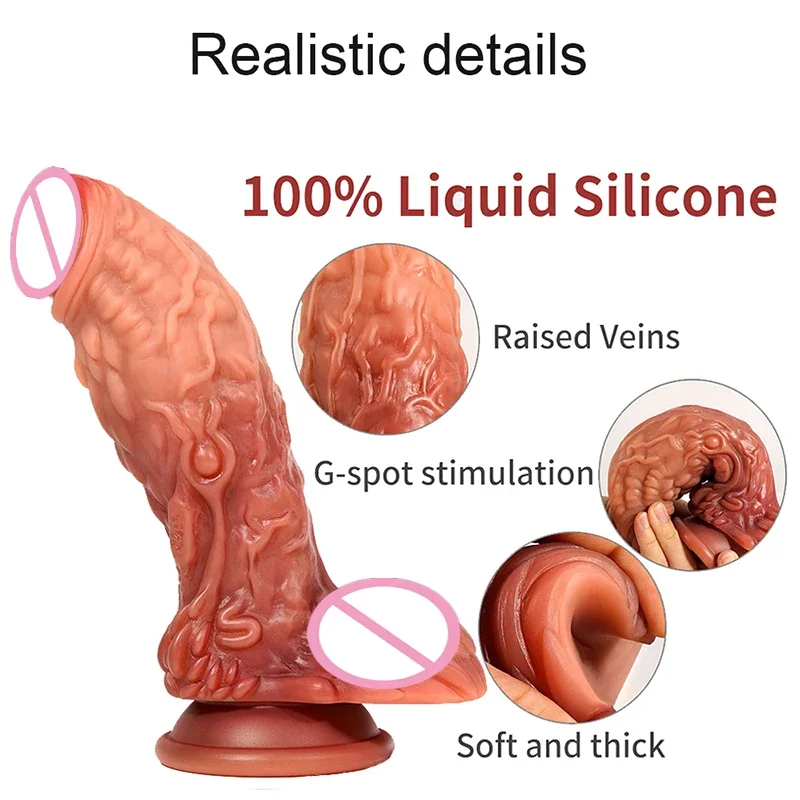 Soft Animal Dildo Realistic Silicone Big Penis Anal Sex Toy Strapon Suction Cup Lesbian Vagina Masturbation For Women G-Spot