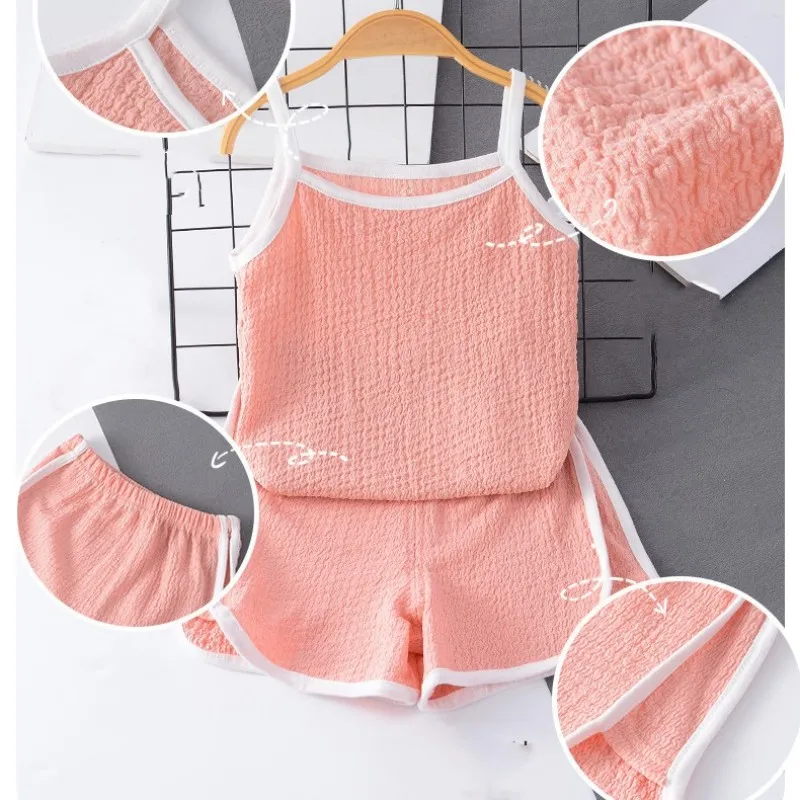 2025 جديد الفتيات الحمالة سترة مجموعة الصيف الطفل رقيقة نمط السراويل الفتيات ملابس الأطفال مجموعة ملابس ل 1-4 سنة الفتيات الطفل #1
