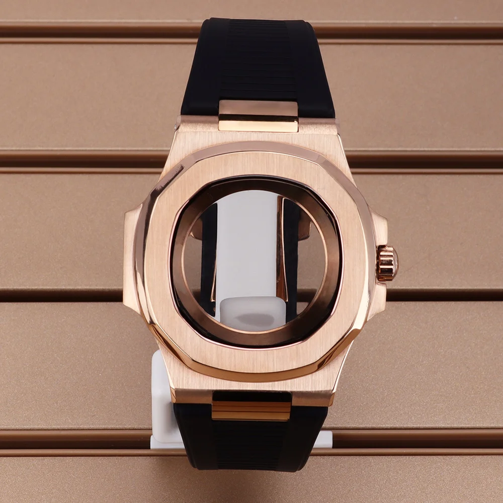 rose-gold-brushed-watch-case-sapphire-glass-waterproof-for-nautilus-nh35-nh36-nh38-4r36-movementrubber-bracelet-modify-accessory