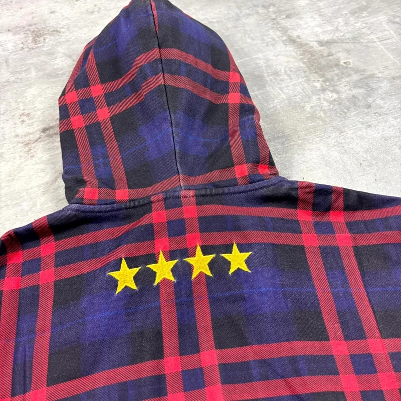 

2025 Новая европейская и американская осенне-зимняя модная уличная модная толстовка с капюшоном в клетку, топ