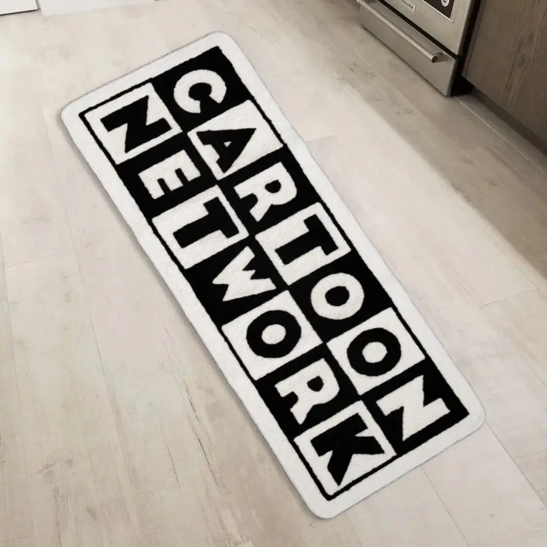 Cartoon Black and White Text Floor Mat Area Runner Rug Wool Accent Modern Carpet Home Decor Abstract Soft Flannel Non Slip Gifts