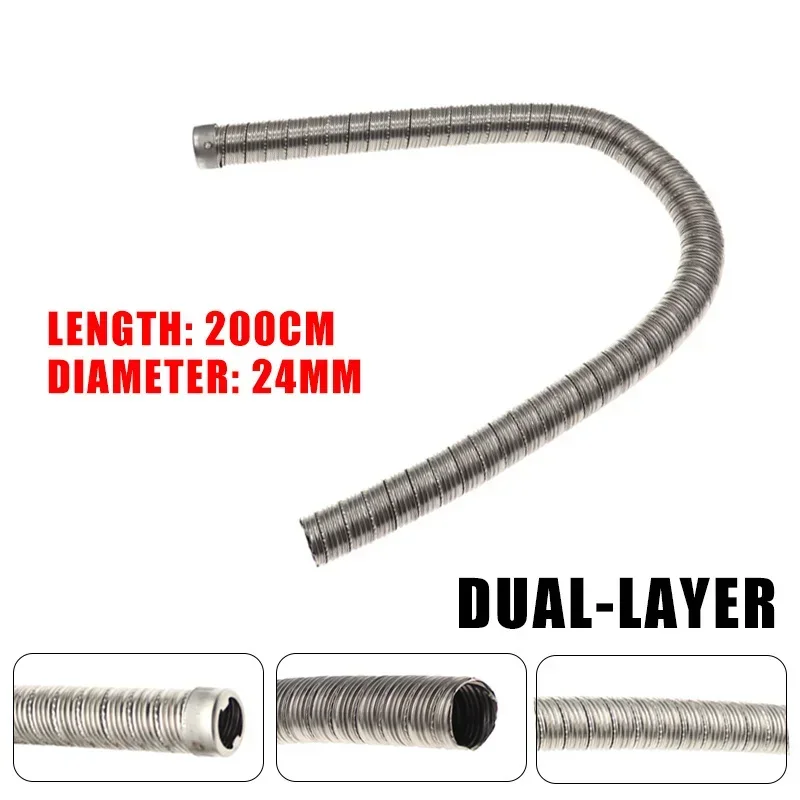 60cm-300cm Diesel Parking Heater 24mm Dual-layer Stainless Steel Exhaust Pipe Hose For Webasto Eberspacher