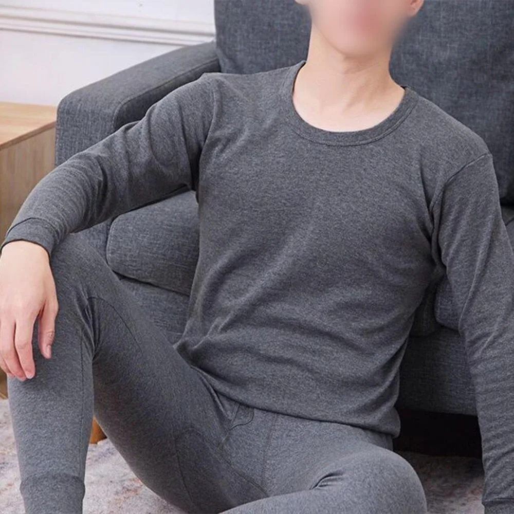 

Men's Pure Color Thermal Underwear, Sweater Pants, And Undershirt Set Thick Clothes Comfortable Underwear Sets