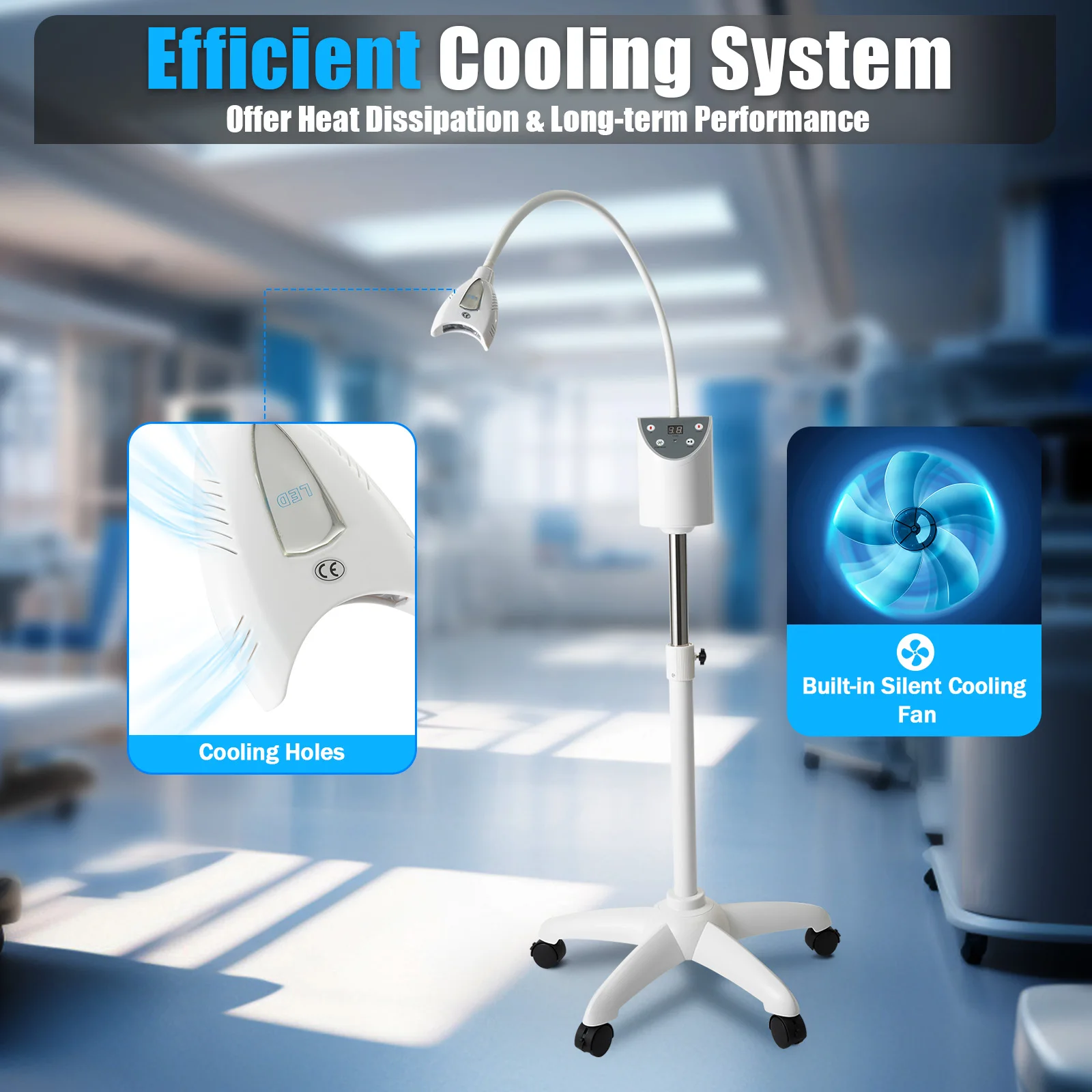 Professional Teeth Whitening Machine with Blue Light High Whitening Power Remote Control Timing for Home Clinic Hospital