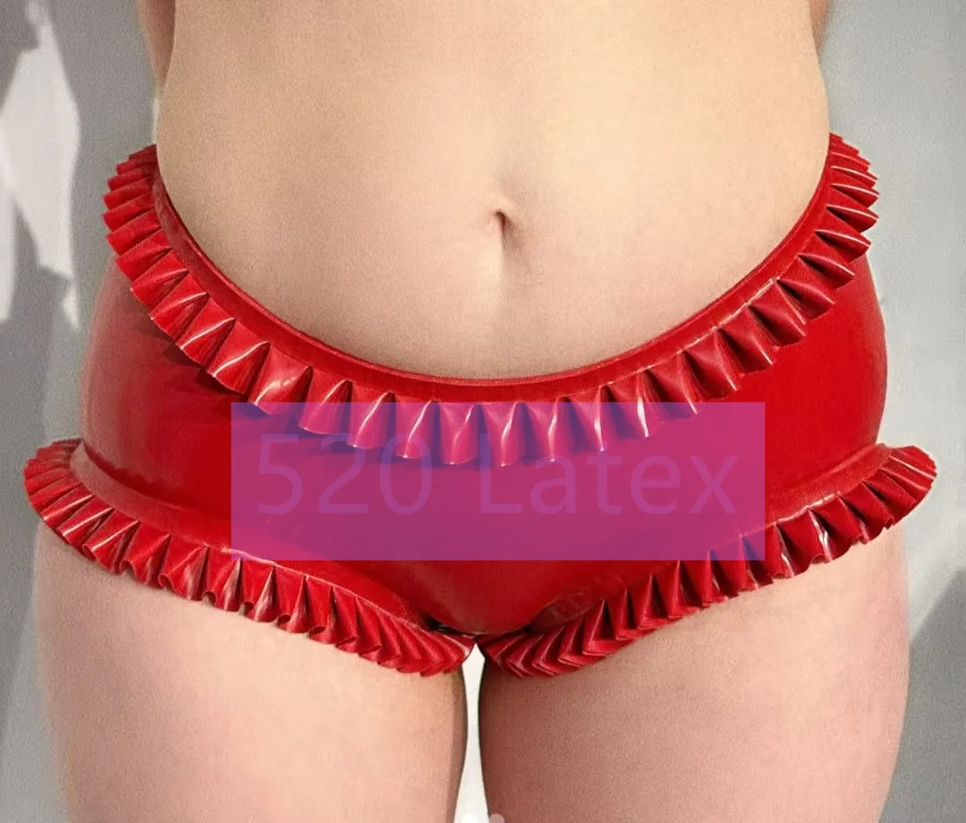 

New Arrival Woman Latex Romi Shorts Lady's Lingerie Exotic Rubber Underpants Women Wave Edge Panties No zipper Cosplay Outfi