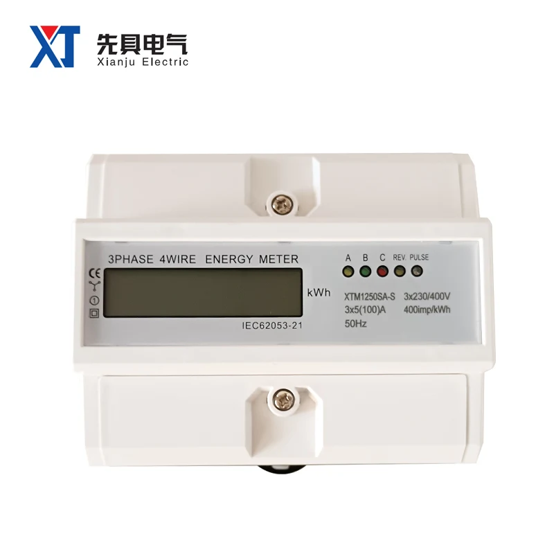 

XTM1250SA-S 35mm Guide Rail Type 7P Three Phase 4 Wires Energy Meter Analog and Digital LCD Display 68*88*125mm