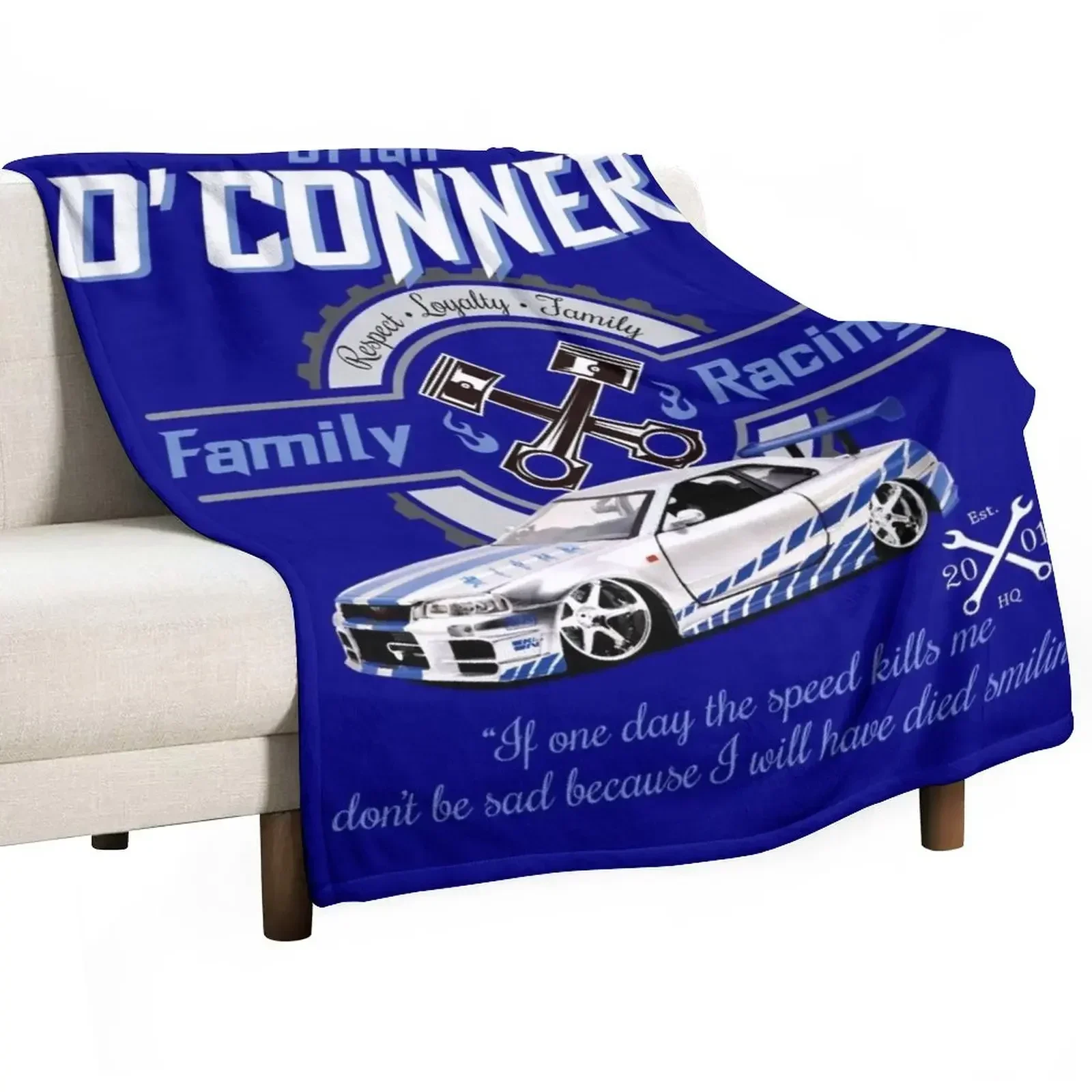 Brian O'Conner Family Racing Fast and Furious Tribute Throw Blanket Plaid Decorative Beds Stuffeds Blankets