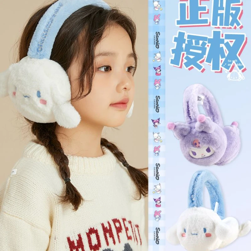 New Kawaii Sanrio anime cartoon soft plush warm Kuromi My Melody Pacha dog high-looking winter outdoor cold-proof earmuff gift