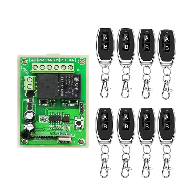 433mhz  DC12V relay RF Wireless Remote Control  Receiver  Transmitter   Lighting/motor Door curtain gategarage battery