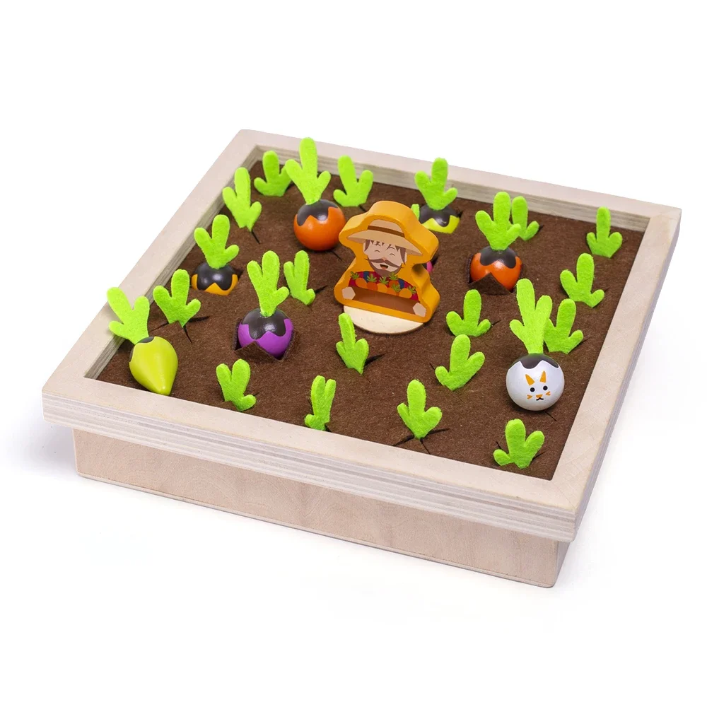 

Children's Wooden Toy Early Education Educational Toys Fun Vegetables Pattern Memory Chess Game Farm Pulling Radishes Board Game