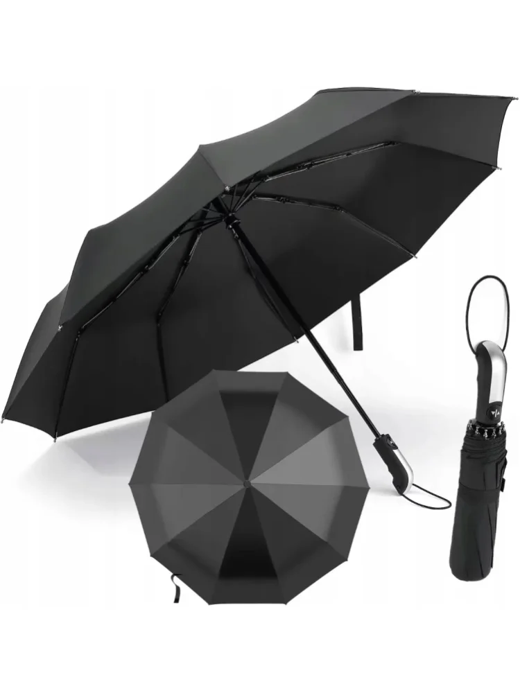 Parasol składany z automatycznym mechanizmem otwierania i zamykania, wzmocniona rama z 10 szkieletami, 105 cm, duża powierzchnia, blokujący promieniowanie UV, wodoodporny, odporny na wiatr, kompaktowy — 2