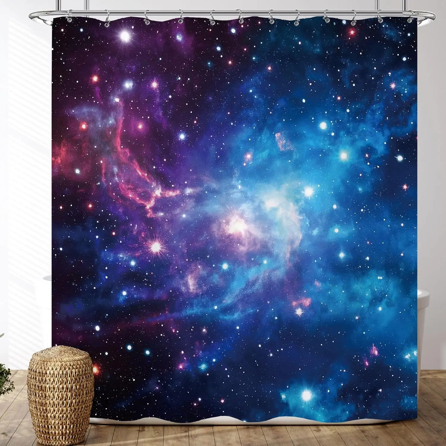 Purple Blue Celestial Galaxy Shower Curtain Star Outer Space Shower Curtains for Bathroom Cloth Fabric Nebula Universe Planet