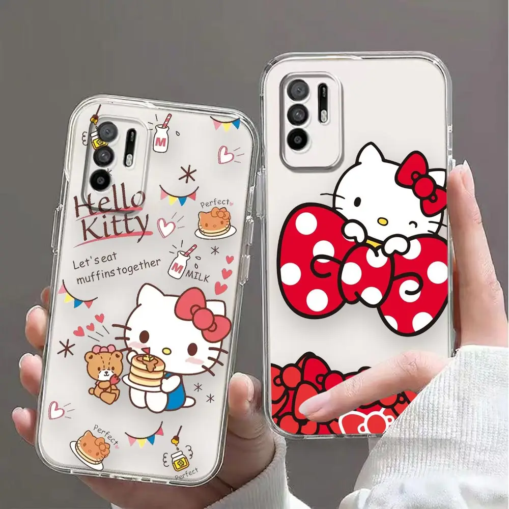 Clear Phone Case For OPPO A98 A96 A95 A94 A78 A74 A73 A58 A55 A54 A31 A17 A16 A16E A15 A9 A5 Case Shell Cartoon Hello Kitty Cat