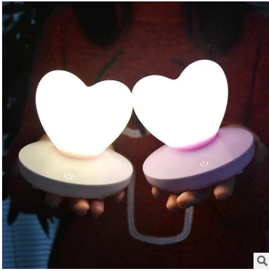 

Cute Led Touch Creative Heart-shaped Desk Lamp Night Light Romantic Bedroom Living Room Home Decor Gift For Kids