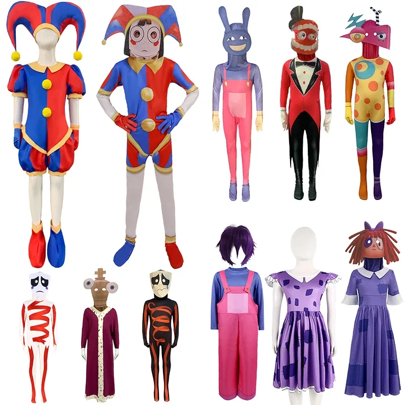 Aduit Kids Cosplay Amazing Circus Costume Halloween Carnival Children Role Play Masquerade Pomni Jax Ragatha Boys Girls Clothing