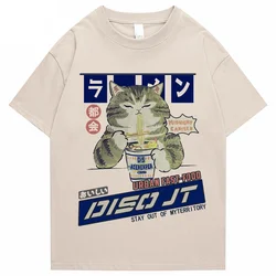 Camiseta de gato de Anime para hombre, ropa de calle Harajuku, camiseta de manga corta de verano, Camiseta holgada de algodón, 2022