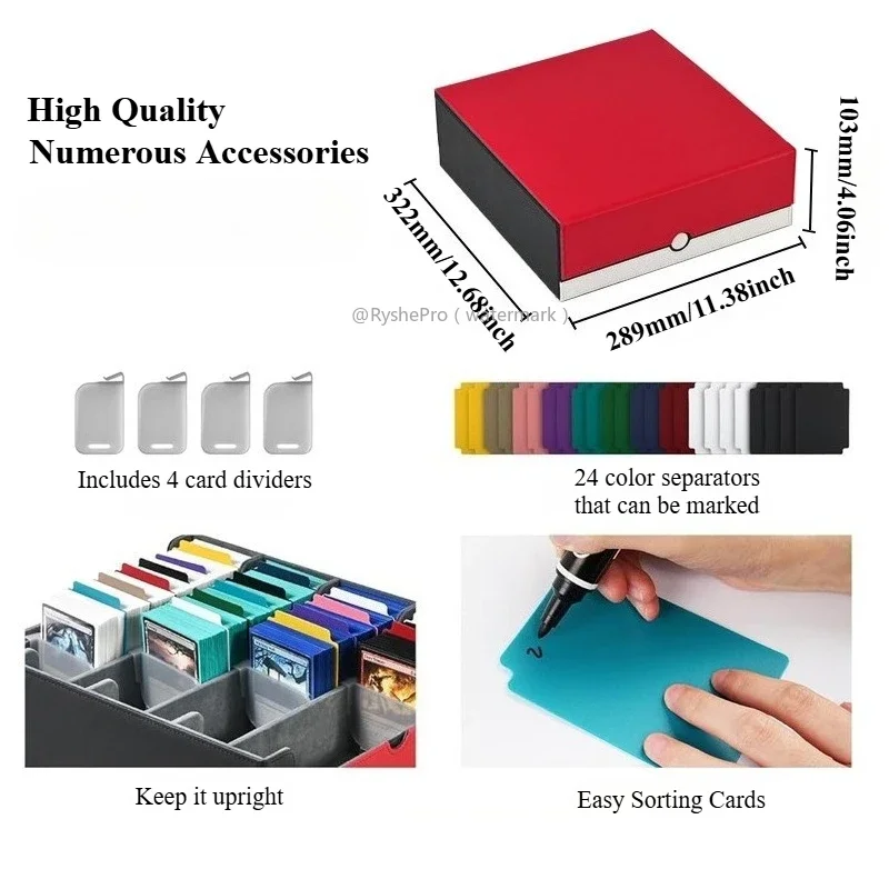 Caja de almacenamiento de tarjetas con capacidad para más de 3000 tarjetas comerciales, caja de cubierta de comandante con cierre magnético de cuero, compatible con YuGiOh MTG TCG y tarjetas deportivas