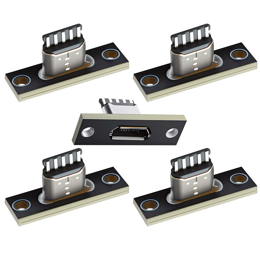 5pcs/set DIY OEM Micro-USB 5Pin Female Type-B Socket Connector Panel Mount Type with PC Board USB 2.0 Pinout