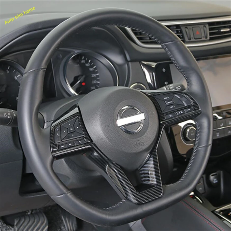 Auto Steering Wheel Decor Button Frame Cover Trim For Nissan Altima / Teana 2019 - 2023 ABS Matte Red Carbon Fiber Accessories