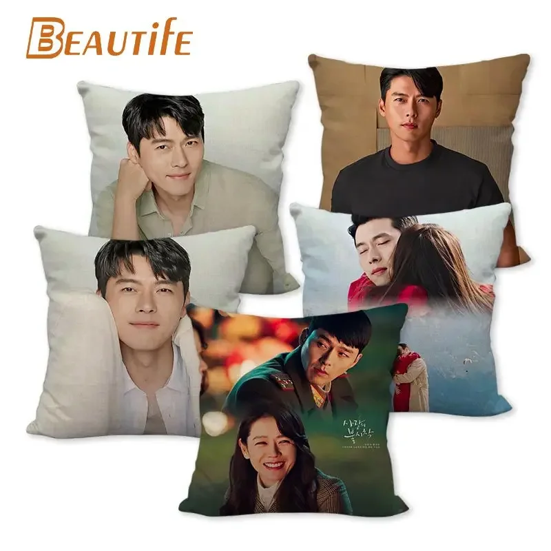 Custom Crash Landing on You Hyun Bin KPOP Pillowcase 45X45cm Wedding Decorative Eco-Friendly Cotton Linen Fabric Pillow Case