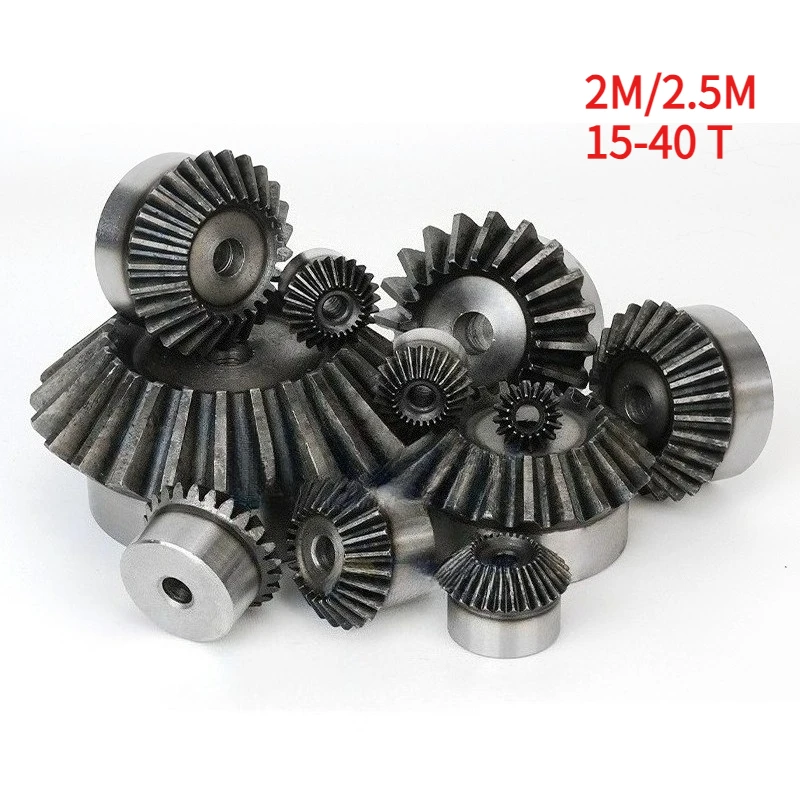2M/2.5M 15-40 Teeth 90 Degrees Meshing Angle Steel Gears Process Hole 2.5 Module 1:1 Bevel Gear