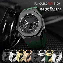 Gen4 Casioak Modification for G Shock GA2100 GAB2100 Mod Kit Stainless Steel Metal Case Bezel Frame Rubber Band Accessories