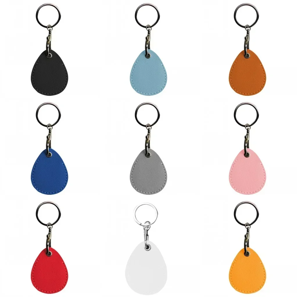 Leather Keychain Doorlock Key Ring Access Card Bag Induction Waterproof ID Card Case Key Tag Protective Case Key Tag Ring