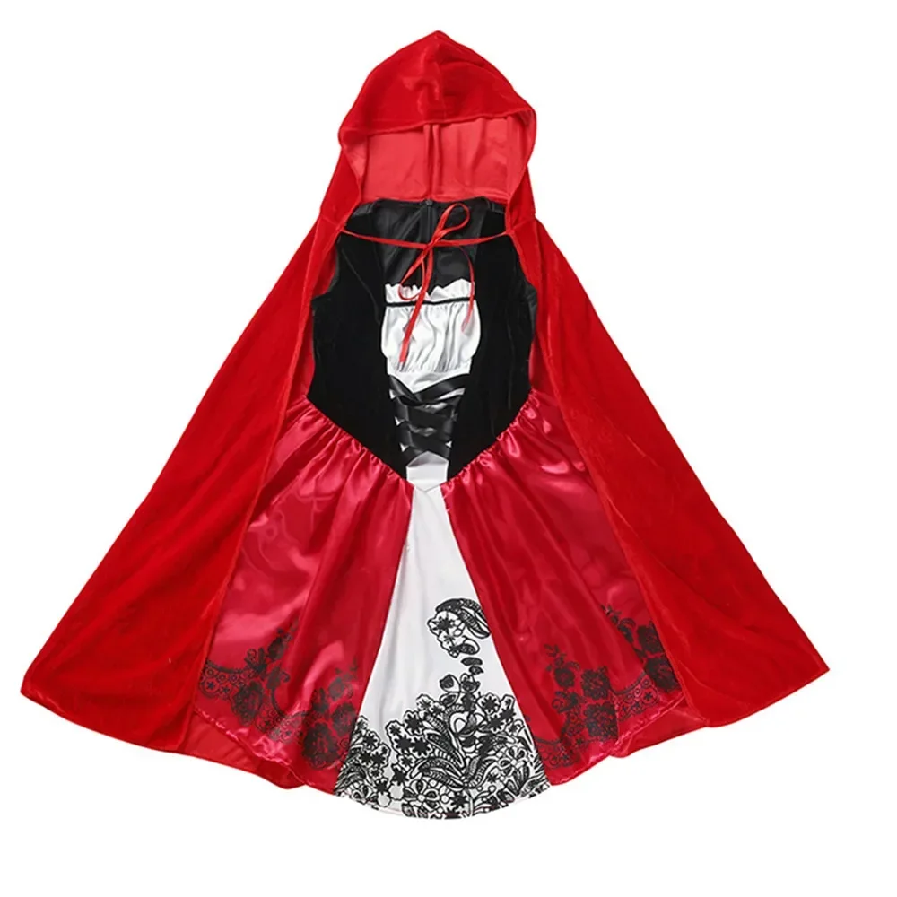 Halloween Girls Fairy Tales Sexy Maid Costume Kids Cosplay Little Red Riding Hood Fancy Dress